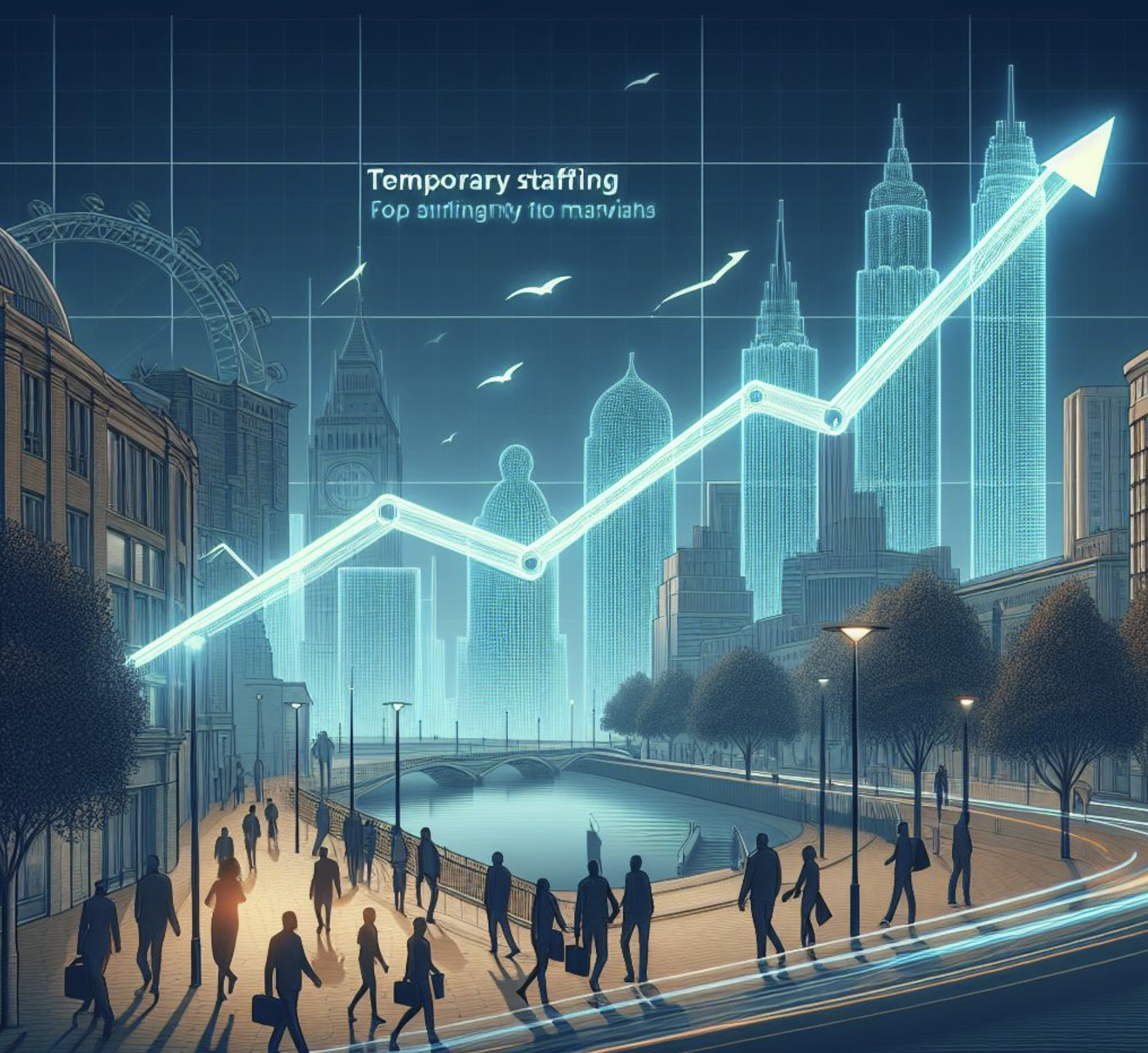 Line graph showing the projected growth of the temporary staffing market in London
