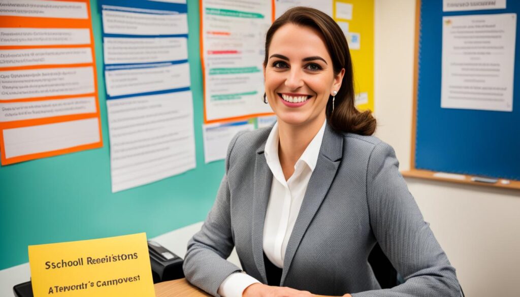 Receptionist at a school front desk in Greenford