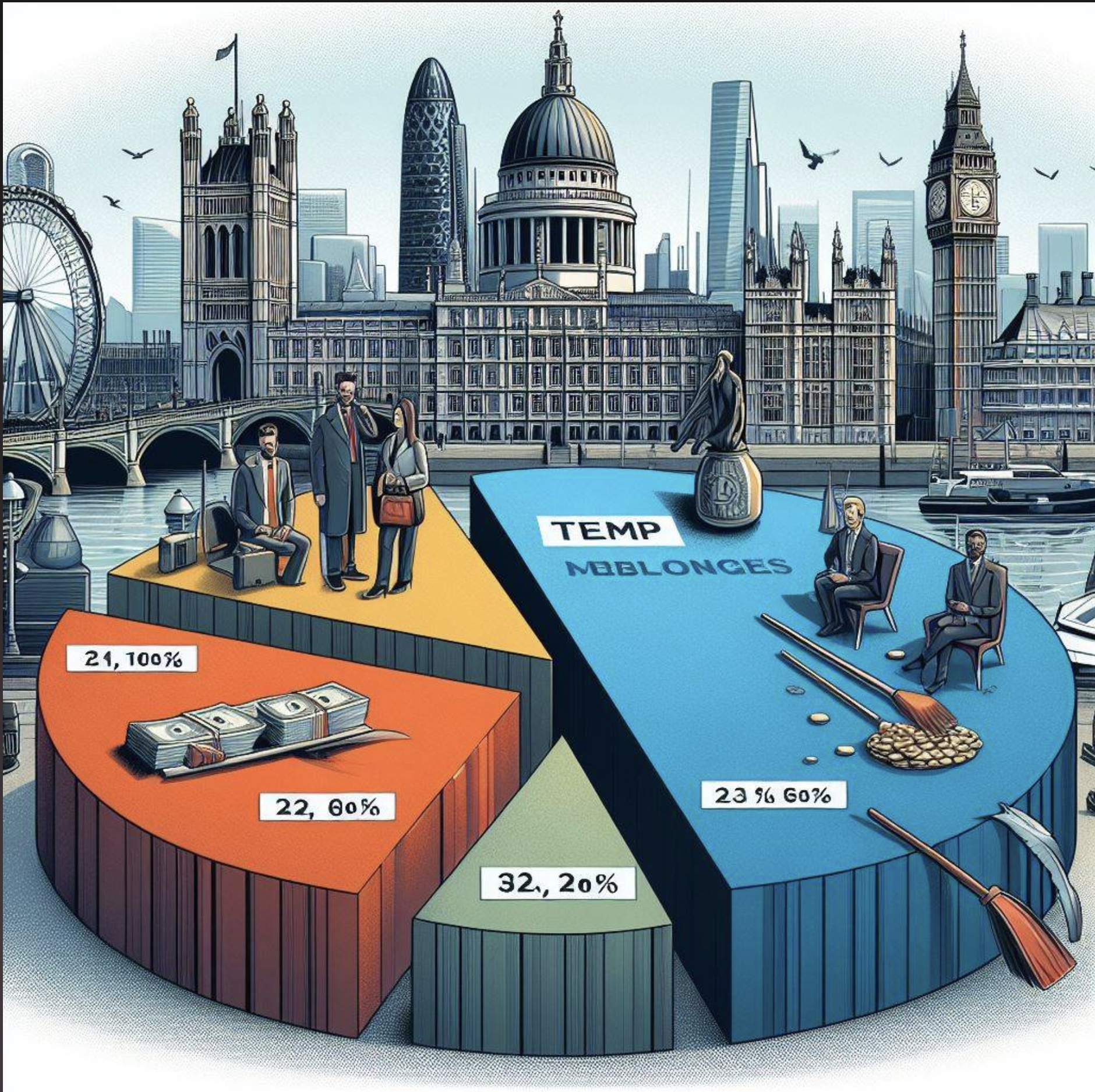 Pie chart showing the percentage of London-based companies using temp agencies